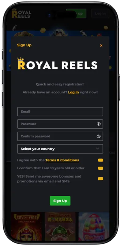 royal reels casino login australia via mobile device